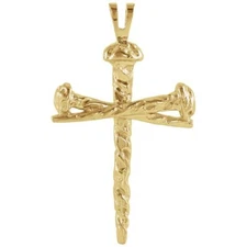 New 14k Yellow Gold Cross Nail Design Cross Pendant