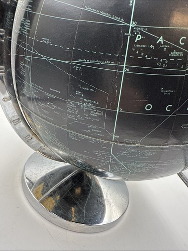 Vintage Black Weber Costello Peerless 12” World Globe With Metal Stand - Picture 8 of 17