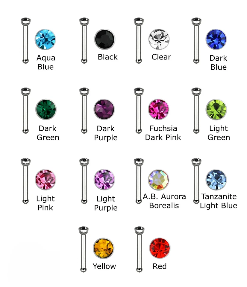 20G MIX NOSE BONE 316L Surgical Stainless CZ Gem Stud Ring Lip Ear Piercing 1361 - Image 3 of 4