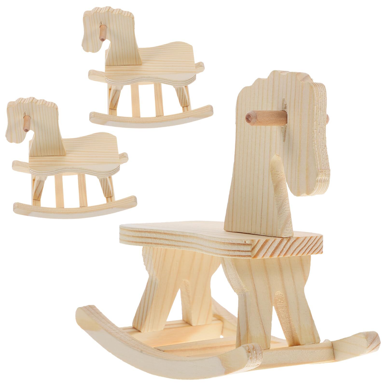 Totority Small Wooden Horse Toy Diy Wooden Horse 3 Sets DIY Wooden Horse Desk...