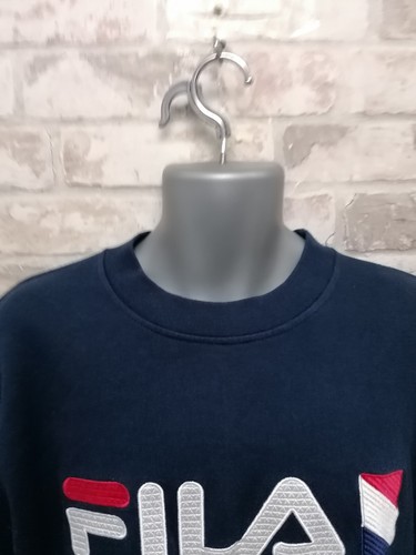 Felpa Fila Vintage Blu Logo Ricamato - Uomo Taglia XL - Foto 5 di 9