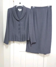 Danny & Nicole 2pc Suit SET Long Skirt & Jacket 10 Medium Pewter Silver Gray