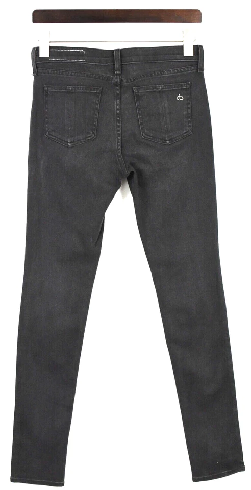 Rag & Bone Skinny Damen W27 Dehnbar Niedrige Taille Schwarz Verblichen Zip Jeans - Bild 2 von 4