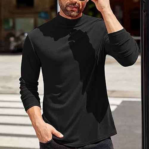 Men Long Sleeve Thermal Tops Pullover Underwear Tees Double-side Fleece T-Shirt - Picture 10 of 15