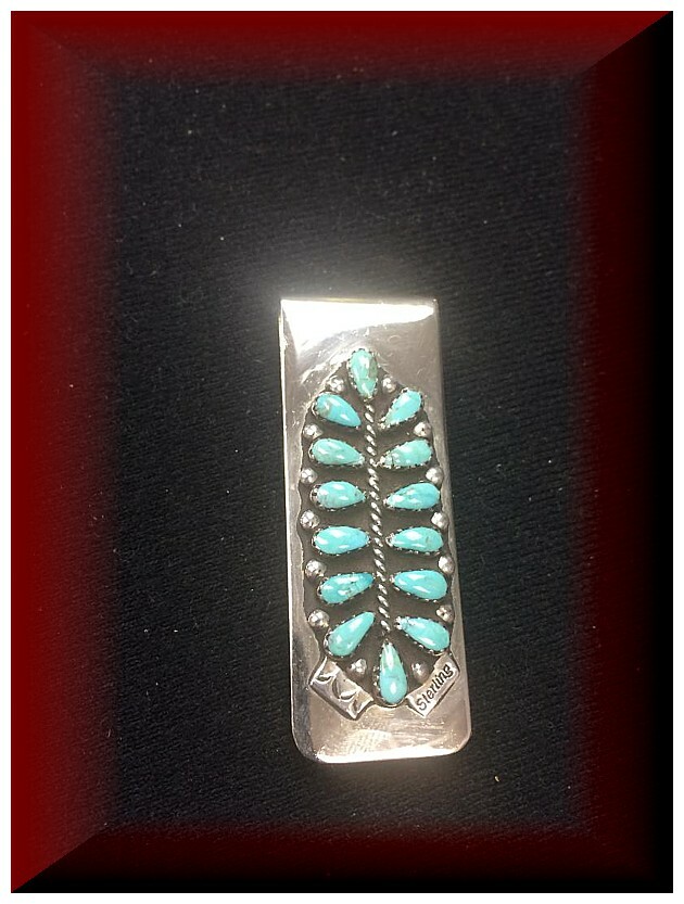 Handmade Sterling Silver Money Clip with Peruvian Opal Gemstone-image
