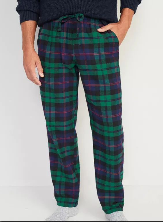 Old Navy Double-Brushed Flannel Pajama Pants Men Green & Blue Plaid XXXXL  New