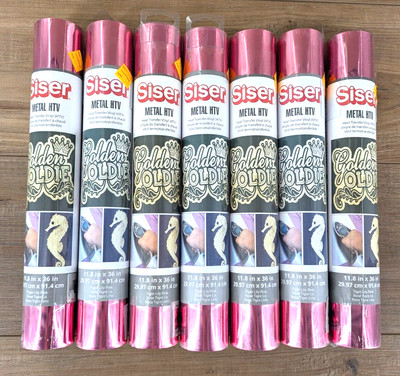 Siser lot of 7 Tiger Lily Pink Metal HTV heat transfer vinyl rolls NEW