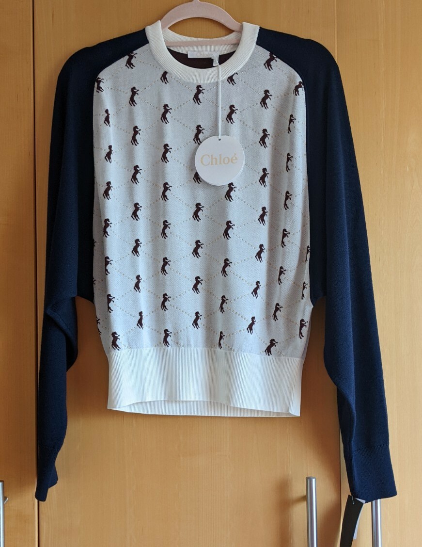 Chloe Sweater Jumper In Horse Jacquard Knit With Studs Size S (8-10) RRP £940 ❤️ image 5