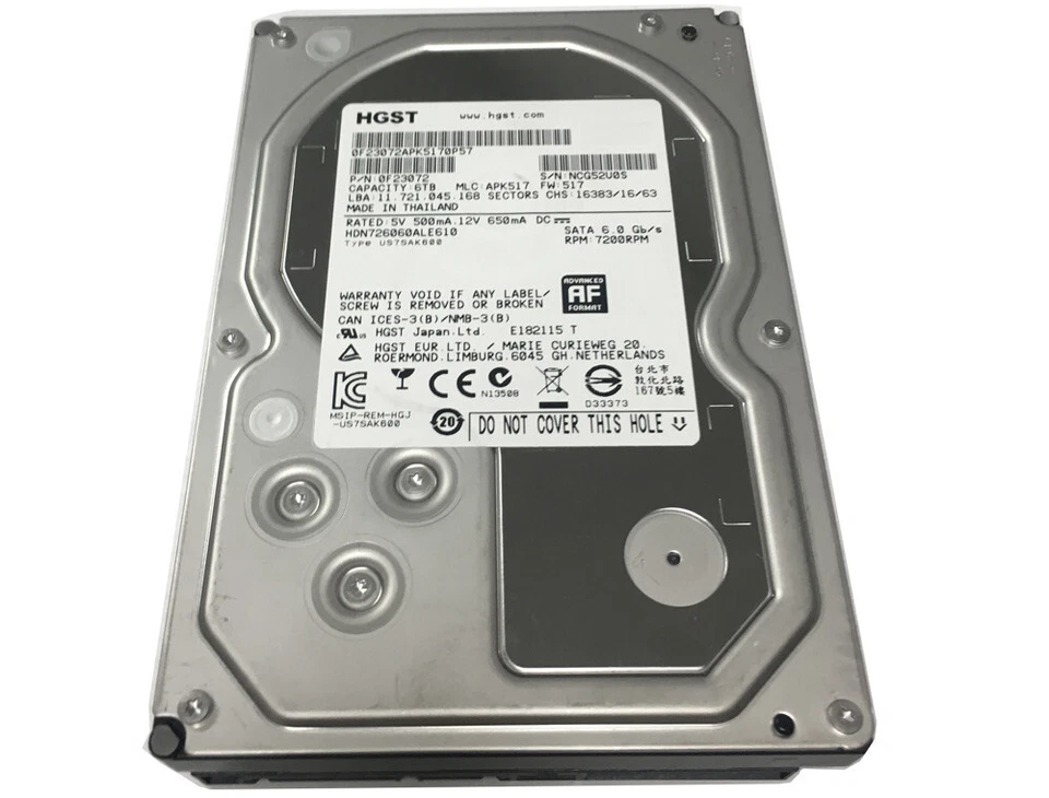 HGST 6TB 64MB Cache 7200RPM SATA 6.0Gb/s 3.5" Hard Drive - HDN726060ALE610 - Image 3 of 4