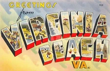 Virginia Beach Virginia Greetings from Large Letter Linen Postcard Copy