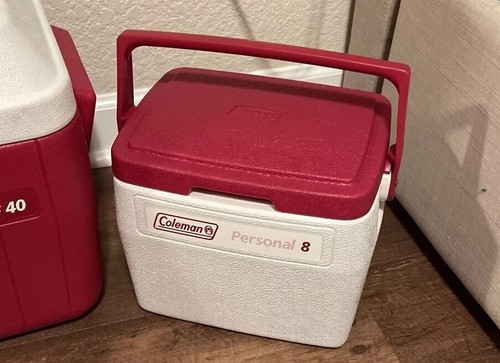Vintage Coleman 5284 Polylite 40 With Matching Personal 8 Chest Made in USA Red - Picture 3 of 12