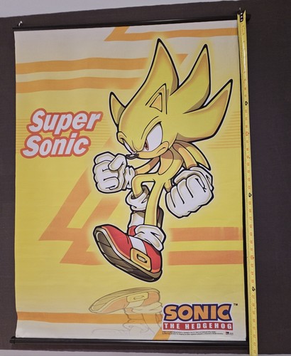SUPER SONIC GE WALL SCROLL 33" X 41" Inch Vintage 2011 Banner Sonic The Hedgehog - Picture 2 of 5