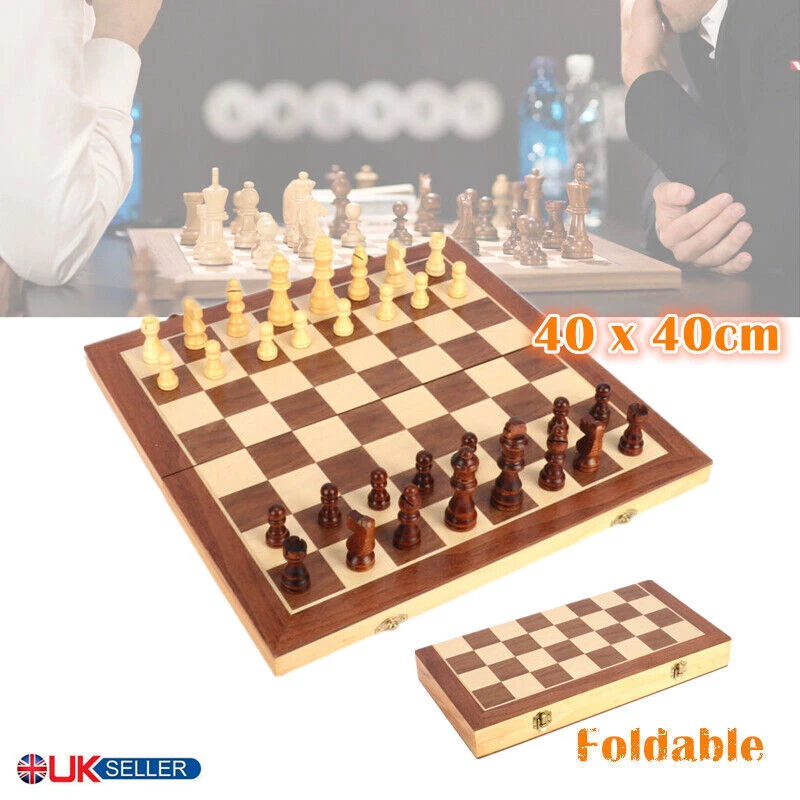 SHINE Large Magnetic Folding Chess Board Portable Set With Pieces Games Sport Camping Travel 32X32CM