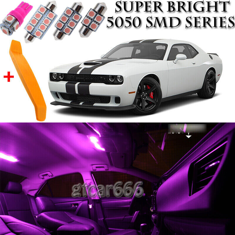 13X Pink Purple Interior LED Lights Kit + TOOL For 2015-2018 Dodge