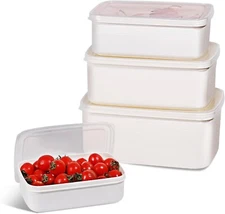6 PCS Fruit Storage Containers for Fridge with 3 Airtight Lids, 3 Food Storage