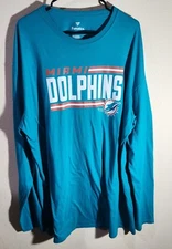 MENS FANATICS MIAMI DOLPHINS AQUA LONG SLEEVE T-SHIRT SIZE XXXL 3XL