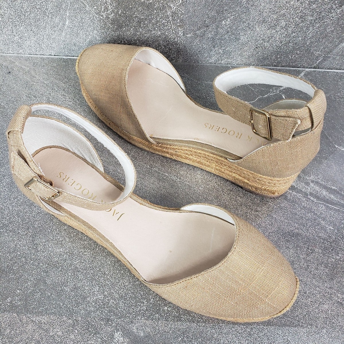 Jack Rogers Shoes Womens Palmer Gold Espadrilles Closed Toe