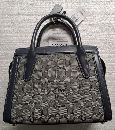 NUEVO CON ETIQUETAS ~ Bolso de Mano Coach Andrea en Jacquard Signature ~ Azul Marino/Azul Marino Medianoche CT766 - Imagen 4 de 14