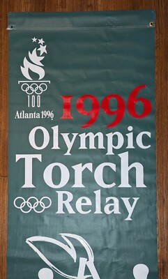 VTG Coca-Cola 1996 Atlanta OLYMPICS TORCH RELAY Banner 2ft 6.5in x