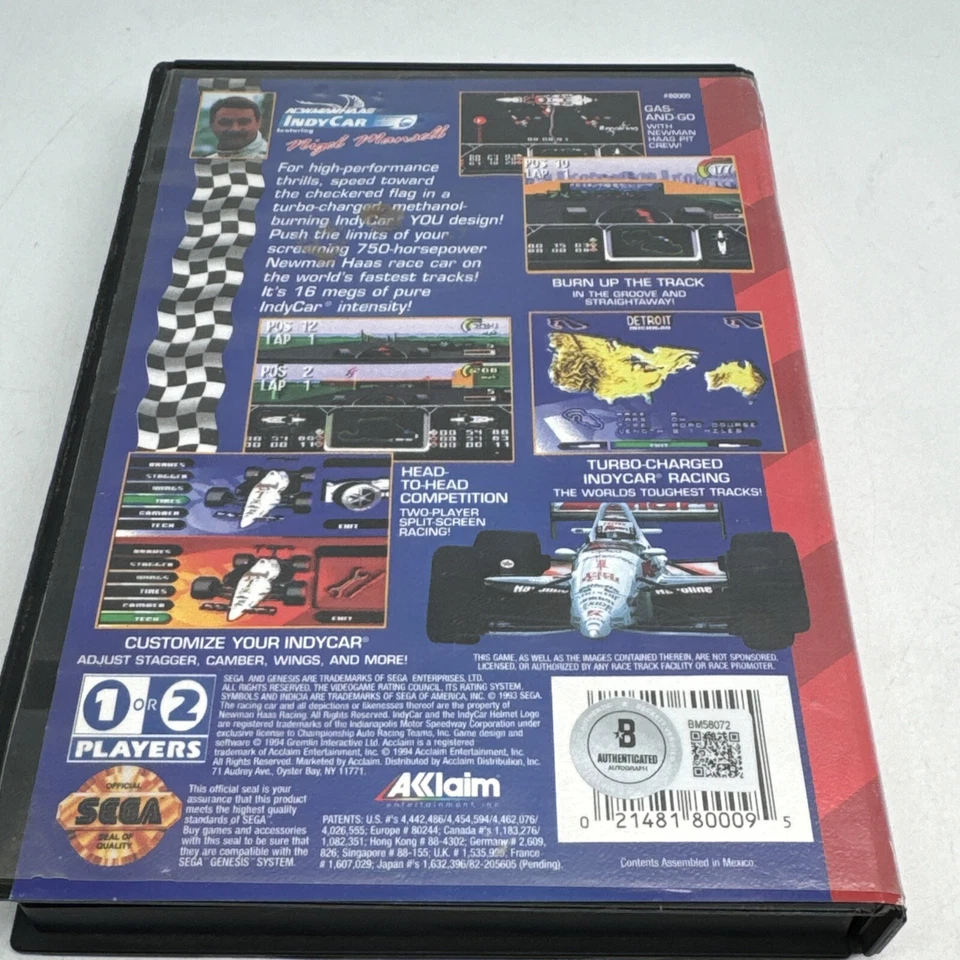 Newman Haas IndyCar Nigel Mansell Sega Genesis ASSINADO Beckett Autenticado - Imagem 3 de 4