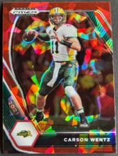 2021 Prizm Draft Picks Carson Wentz #13 Red Cracked Ice Prizm