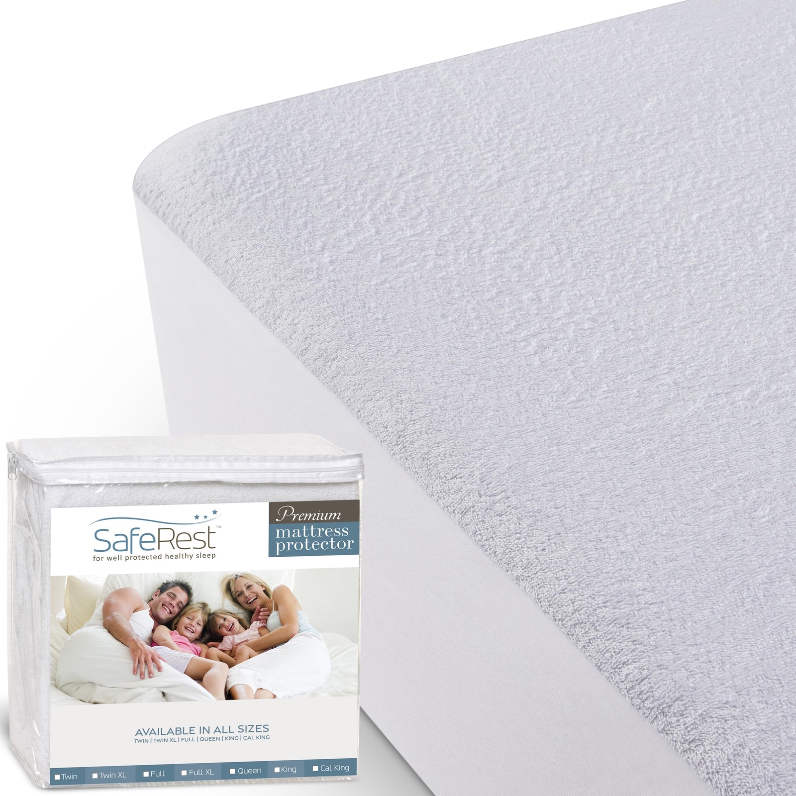 SafeRest 100% Waterproof California King Size Mattress Protector - Fitted wit...