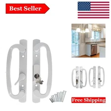 White Zinc Patio Door Handle Set with Key Lock & Easy Installation