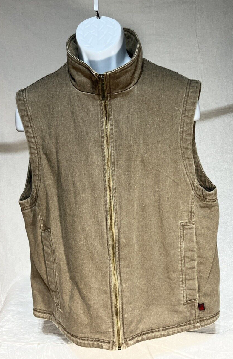 Woolrich Dorrington Vest Fleece Lined Men's Sz Large Canvas Dark
