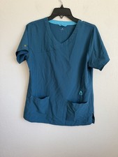 Carhartt Force Essential Teal V-Neck 3 Pocket Scrub Top Womens M Workwear