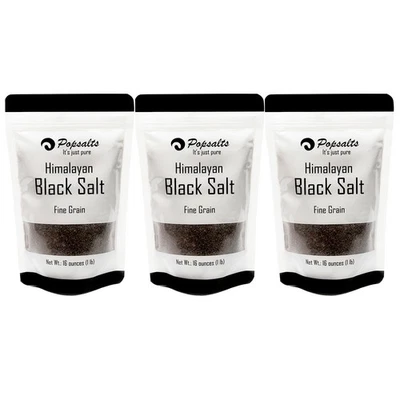 POPSALTS Himalayan Black Salt (Kala Namak) – Pure, 3 pounds -Fine-Pure-Natural-Chef Grade