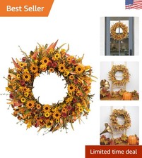 Elegant 22-Inch Fall Wreath - Stylish Indoor/Outdoor Decor for Thanksgiving