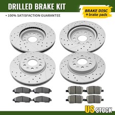 Front Rear Drilled Brake Rotors & Ceramic Pads Set for GMC Acadia Buick Enclave