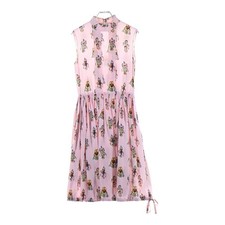 PRADA 16SS Robot Total Pattern Print Silk Stand Collar Sleeveless Gathered Used