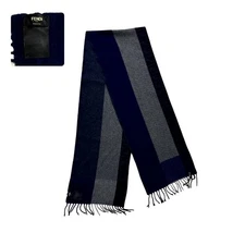 Fendi Womens Mens 100% Wool Italy Made Plaid check Warm Scarves Wrap Scarf