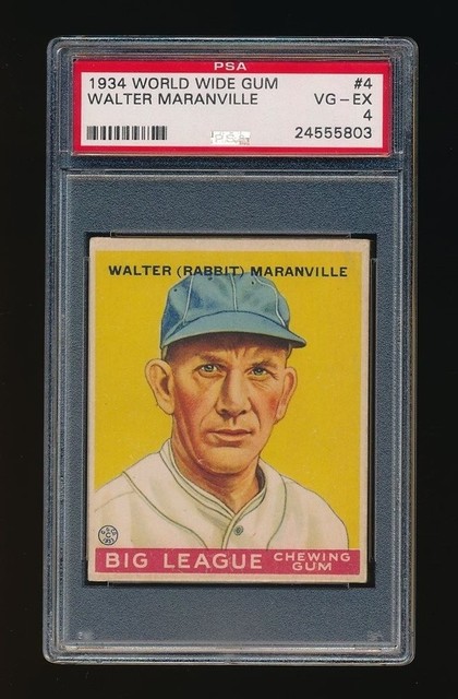1934 World Wide Gum Walter Rabbit Maranville #4 PSA 4 (((AMAZING EYE APPEAL)))
