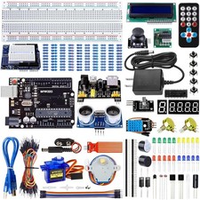 Beginner's Electronics Kit with LCD Display, Sensors, Power Supply Storage Box