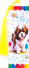 HAPPY PUPPY PLAYING, - FLOWERS, BIRDS,CATS,DOGS-BOOKMARKS