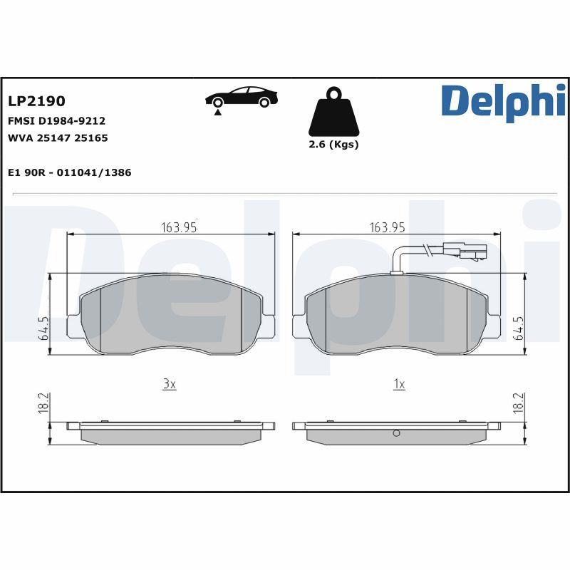 Plaquettes de frein DELPHI LP2190 pour NISSAN INTERSTAR Camion