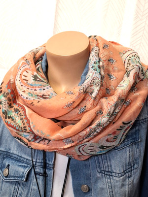 Loop Schal Rundschal Viskose aprikot peach helles orange bunt NEU