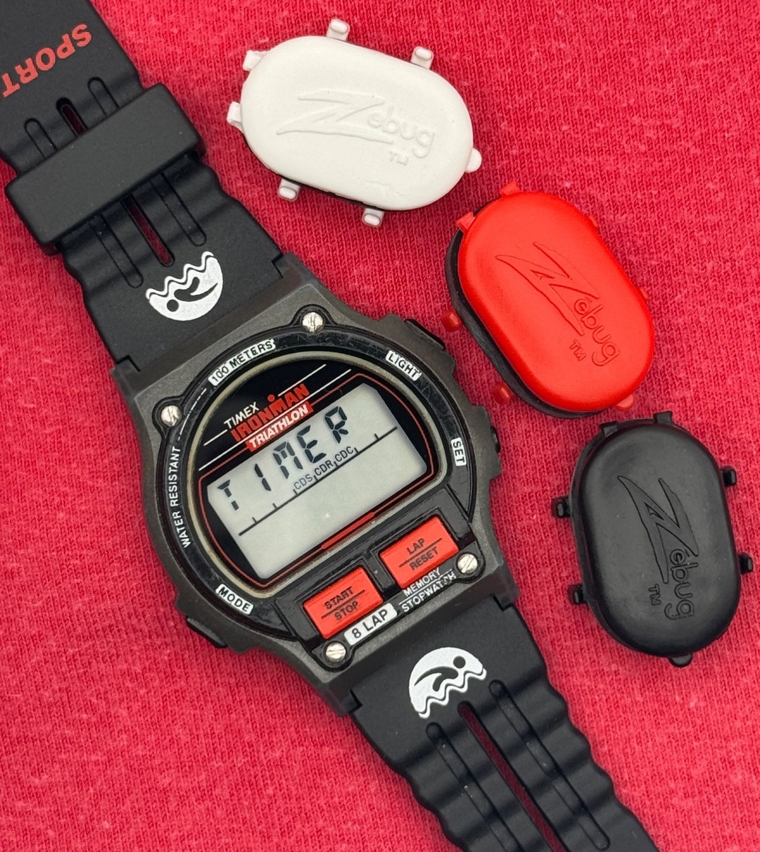 TIMEX Ironman Triathlon 90s 腕時計 アナデジ 希少 1992 Vintage RED Timex Ironman Triathlon Digital Watch - w/ ZEBUG