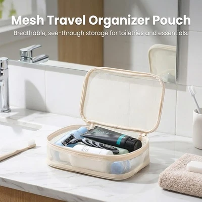 Travel Toiletry Bag Waterproof Makeup Organizer Mesh Window Cosmetic Case Unisex - image 1 of 4