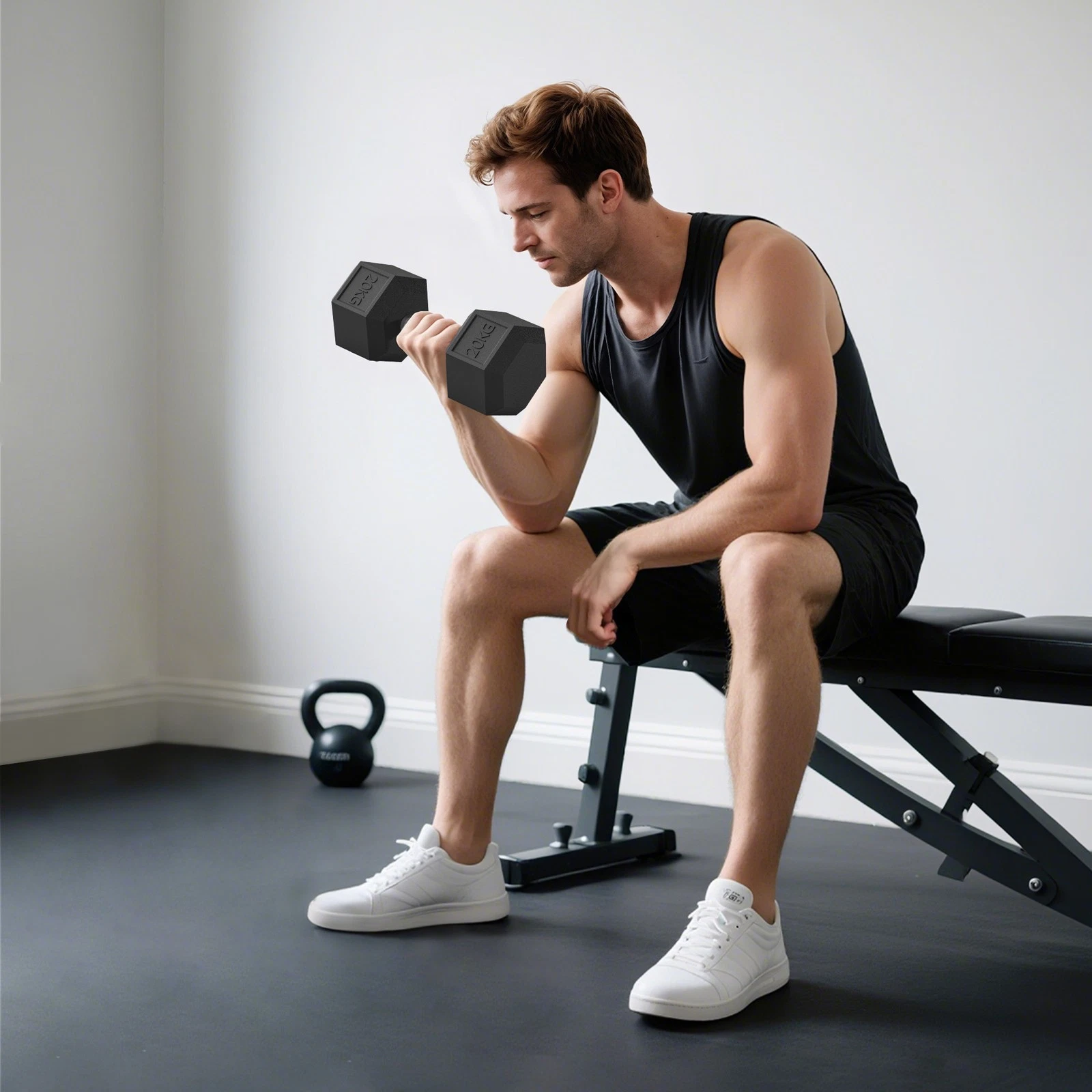 20kg Hex Rubber Dumbbell Encased Ergo Weights for Home Exercise Gym Fitness
Opens in a new window or