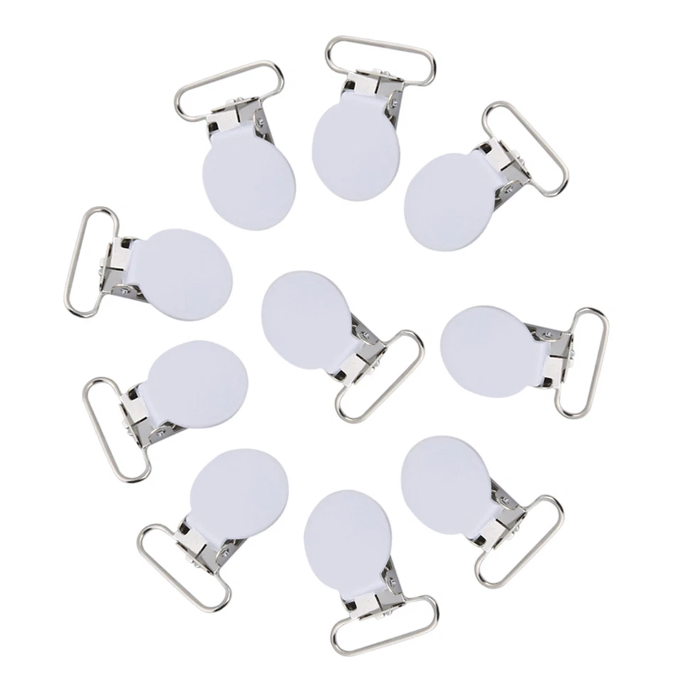 10Pcs 25mm Round Suspender Braces Pacifier Strap Holder Clip DIY Making - Image 2 of 4
