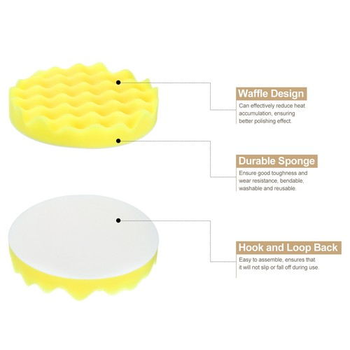 Buffing Sponge Pads 6" Polishing Wheel Waffle Finishing Grip Pad, Yellow - Bild 4 von 7