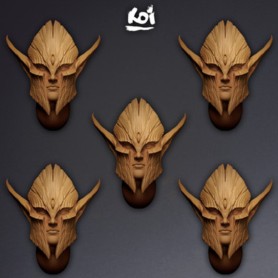 Forest Guardians T.5 - Miniature Heads | 42mm 32mm Helmets Wood Lords Age Elf