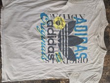 adidas Originals Men's L Gray Trefoil Logo Graphic Tee Short Sleeve Crew Neck