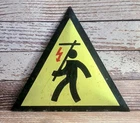 Vintage Industrial Hazard Warning High Voltage Electricution Porcelain Metal...