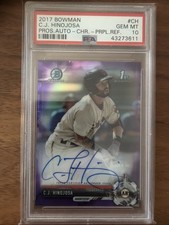 2017 BOWMAN CHROME PURPLE /250 1ST PROSPECT AUTO C.J. HINOJOSA PSA 10 ROOKIE RC