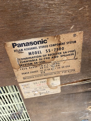 Panasonic SS-7900 RARE VTG 4 Channel Quad Stereo Receiver 110/225/250 Volt Japan - Picture 6 of 19