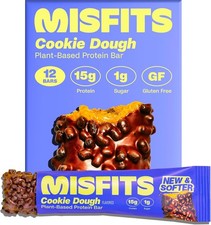 Vegan Protein Bars - Chewy Cookie Dough  Nutrition Bars - 15g Protein, 1g